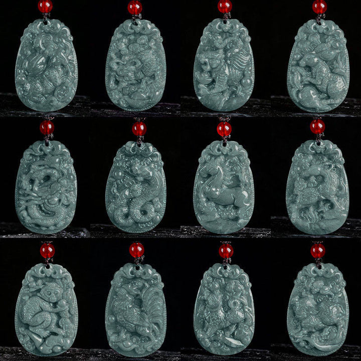 Buddha Stones Chinesisches Sternzeichen Jade Jahr des Pferdes Glück Seil Halskette Anhänger - image 21