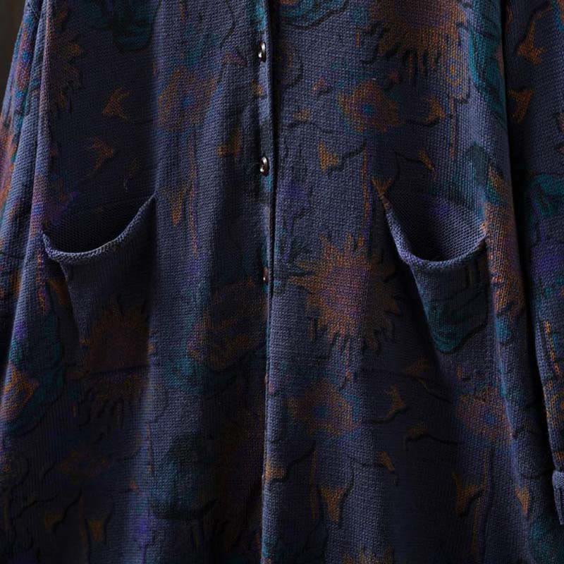 Buddha Stones Sonnenblumen-Strickcardigan für Damen mit langen Ärmeln, langen Ärmeln und Taschen, mittellang mit Knöpfen - image 24