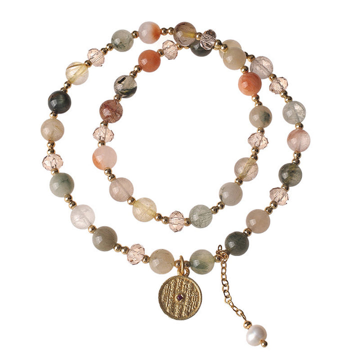 Buddha Stones, farbenfrohes Armband aus Rutilquarz und Kupfer, doppelt gewickelt, Glücksbringer - image 4