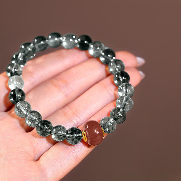 Buddha Stones ​​Grünes Phantom Rotes Achat Positives Armband - image 3