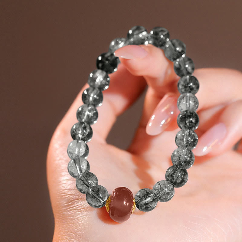 Buddha Stones ​​Grünes Phantom Rotes Achat Positives Armband - image 4