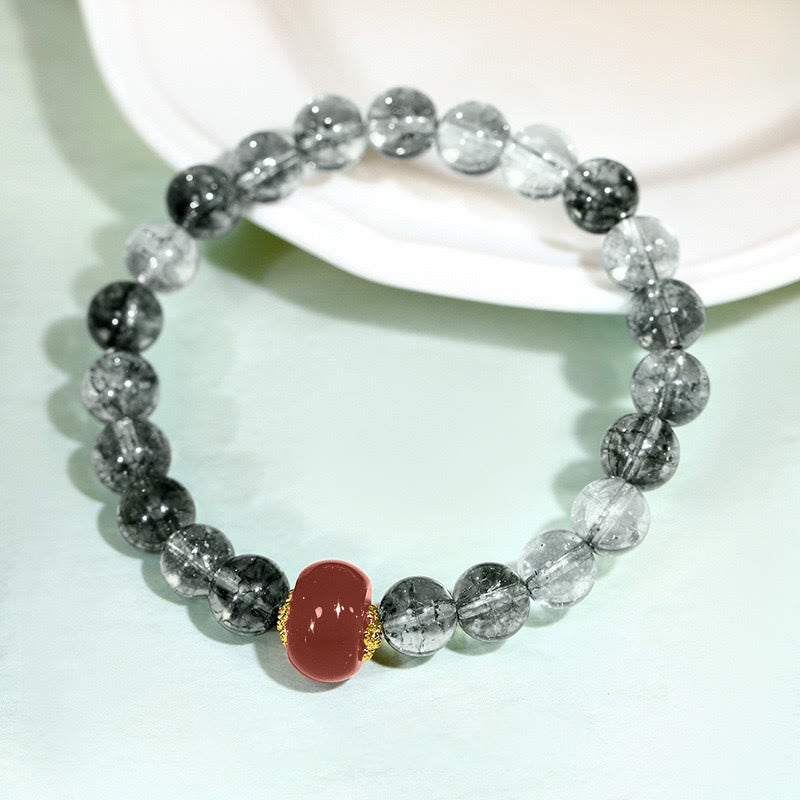 Buddha Stones ​​Grünes Phantom Rotes Achat Positives Armband - Grüner Phantom-Rotachat (Handgelenkumfang: 14-16 cm) - image 0