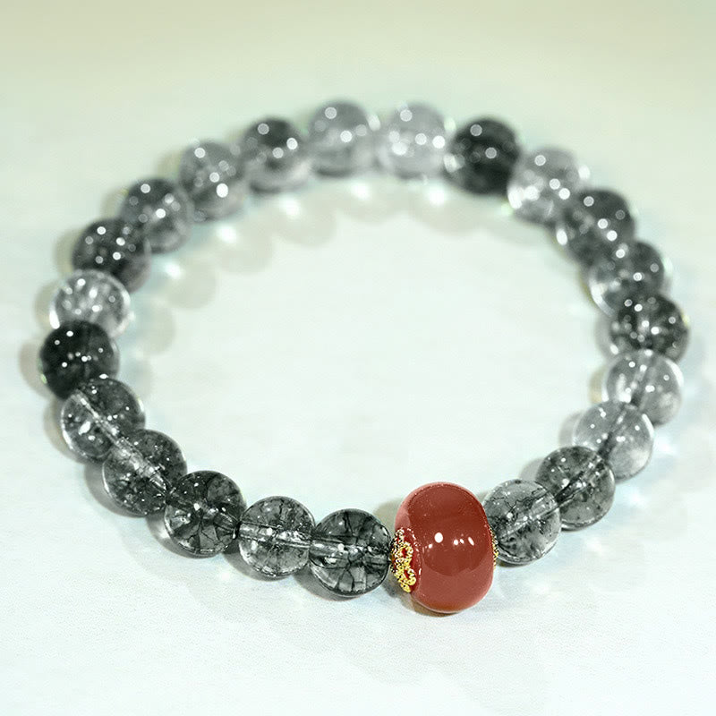 Buddha Stones ​​Grünes Phantom Rotes Achat Positives Armband - image 1