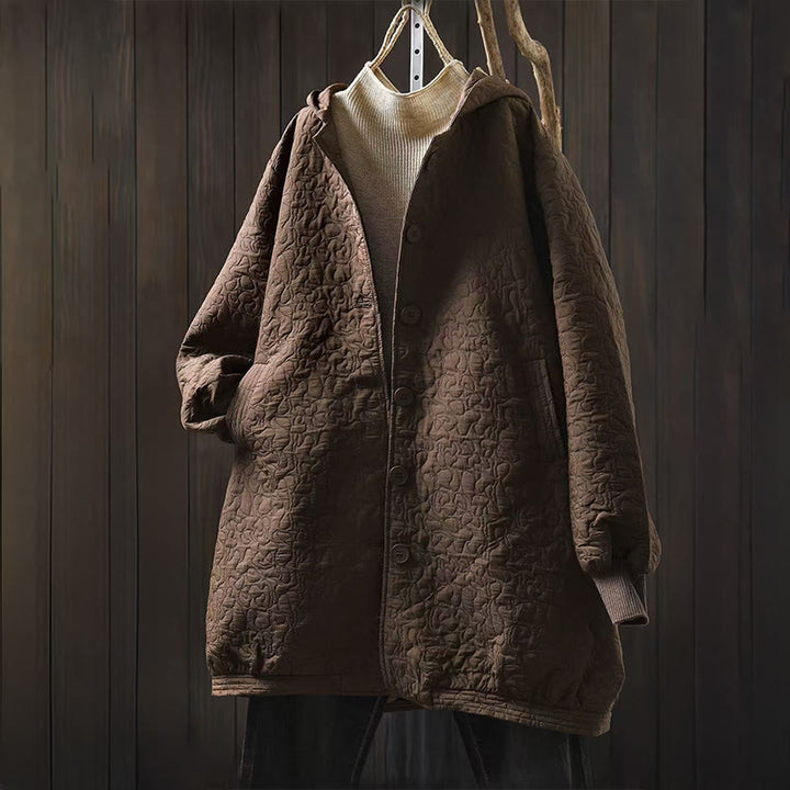 Buddha Stones Herbstknöpfe Langarm Mid-lange Jacquard-Baumwolljacke für Damen mit Taschen - Sienna - US12, UK/AU16, EU44 (XL) - image 11