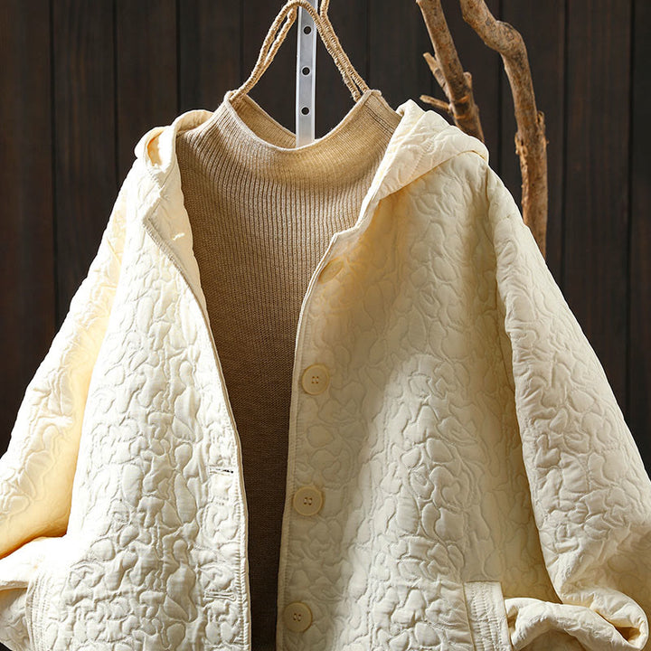 Buddha Stones Herbstknöpfe Langarm Mid-lange Jacquard-Baumwolljacke für Damen mit Taschen - image 14