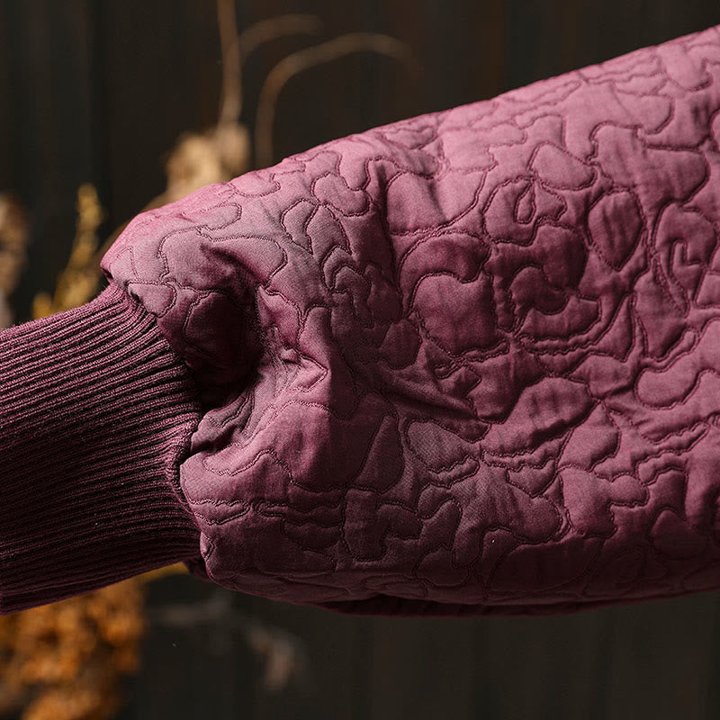 Buddha Stones Herbstknöpfe Langarm Mid-lange Jacquard-Baumwolljacke für Damen mit Taschen - image 9
