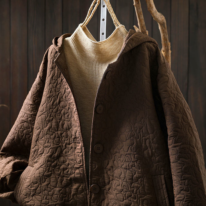 Buddha Stones Herbstknöpfe Langarm Mid-lange Jacquard-Baumwolljacke für Damen mit Taschen - image 12