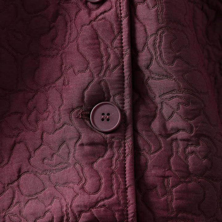 Buddha Stones Herbstknöpfe Langarm Mid-lange Jacquard-Baumwolljacke für Damen mit Taschen - image 7