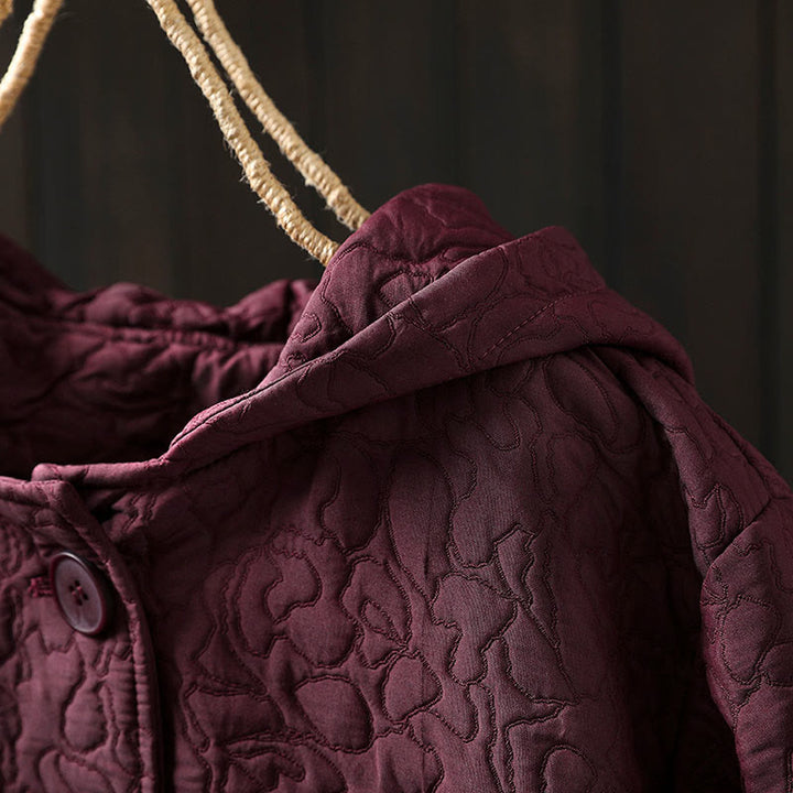 Buddha Stones Herbstknöpfe Langarm Mid-lange Jacquard-Baumwolljacke für Damen mit Taschen - image 5