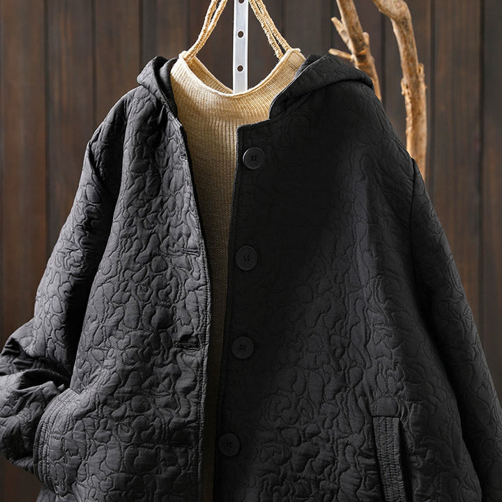 Buddha Stones Herbstknöpfe Langarm Mid-lange Jacquard-Baumwolljacke für Damen mit Taschen - image 18