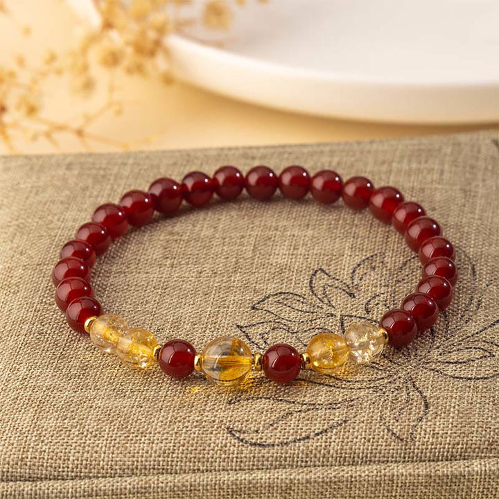 Buddha Stones, rotes Achat-Citrin-Armband für Selbstvertrauen und Freude - image 2