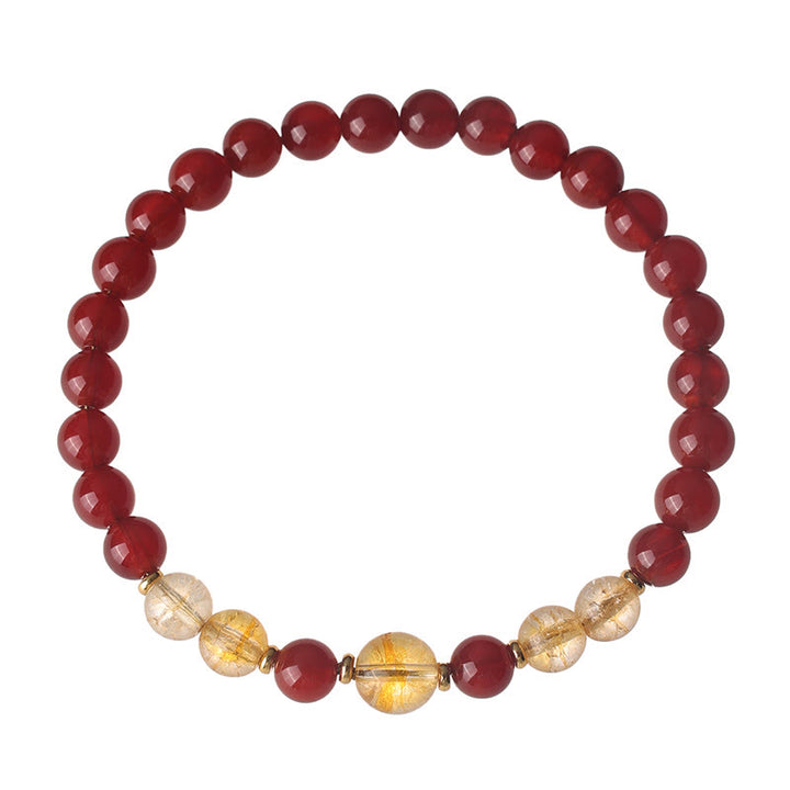 Buddha Stones, rotes Achat-Citrin-Armband für Selbstvertrauen und Freude - image 3