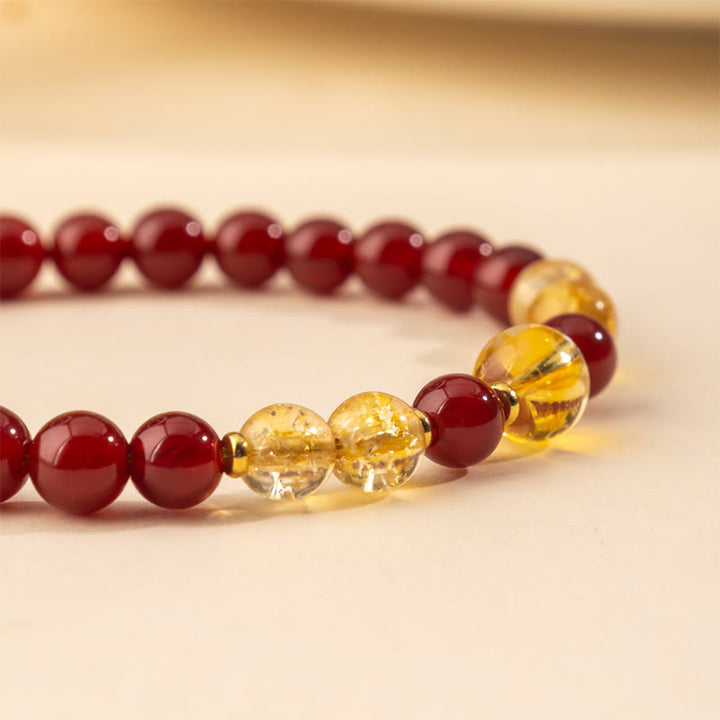 Buddha Stones, rotes Achat-Citrin-Armband für Selbstvertrauen und Freude - image 4