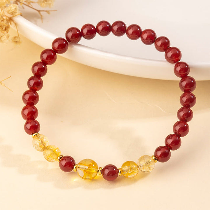 Buddha Stones, rotes Achat-Citrin-Armband für Selbstvertrauen und Freude - image 1