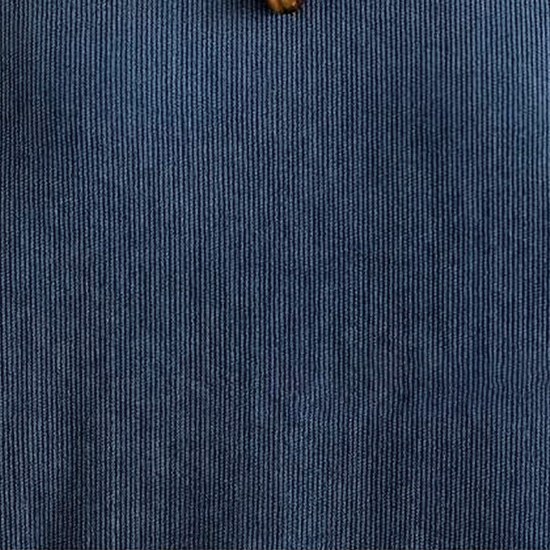 Buddha Stones Herbst Einfarbiges dunkelblaues Cord-Midikleid mit langen Ärmeln und Taschen - image 9