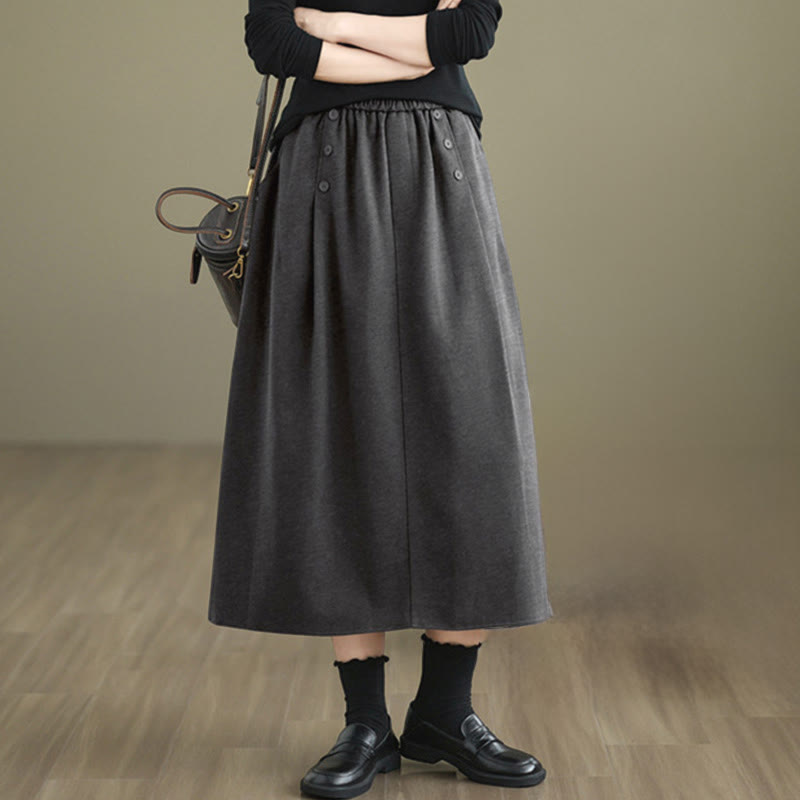 Buddha Stones Damen Winterrock aus reiner Baumwolle, 7-8 Zoll lang, elastischer Bund, mit Taschen - image 16