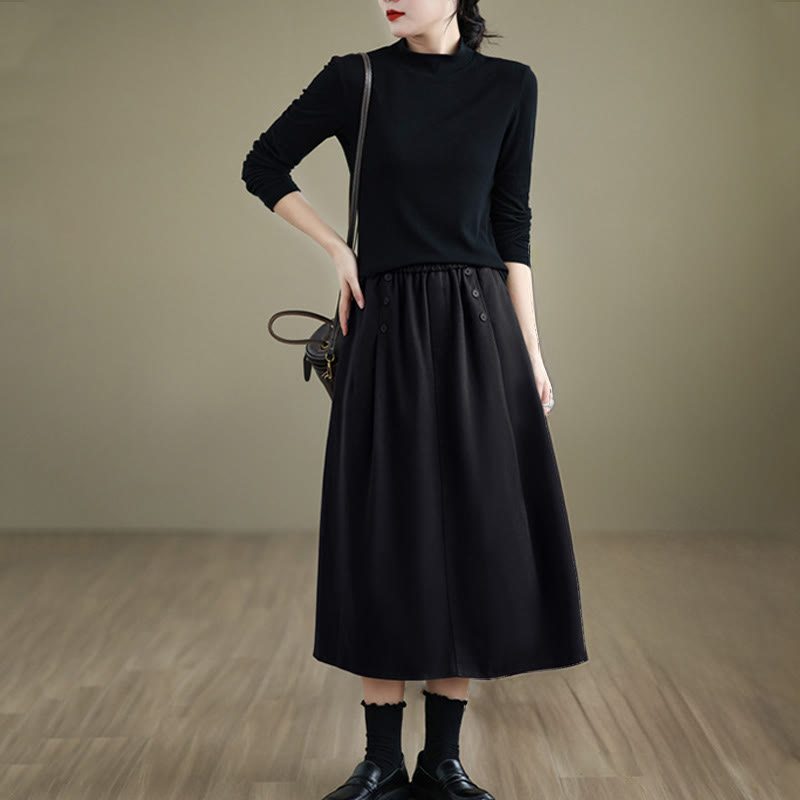 Buddha Stones Damen Winterrock aus reiner Baumwolle, 7-8 Zoll lang, elastischer Bund, mit Taschen - image 14