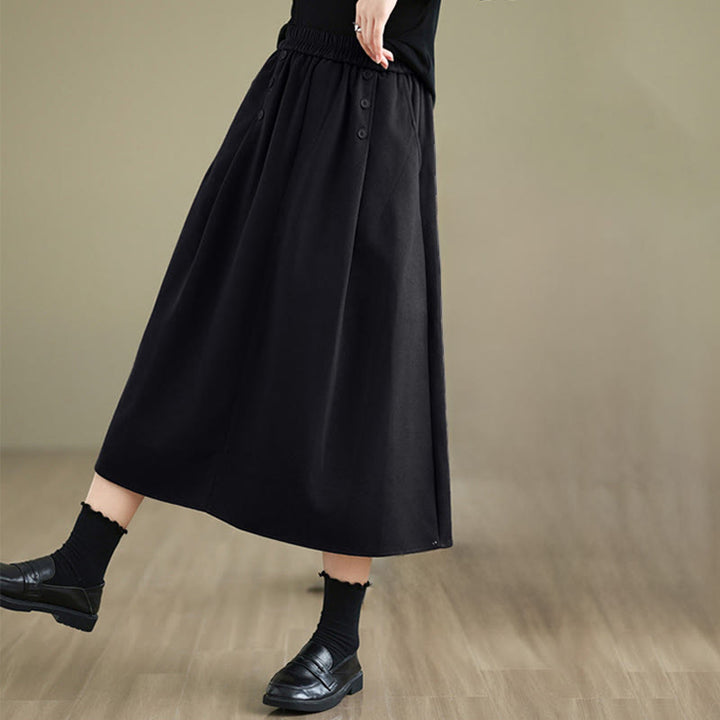 Buddha Stones Damen Winterrock aus reiner Baumwolle, 7-8 Zoll lang, elastischer Bund, mit Taschen - image 13