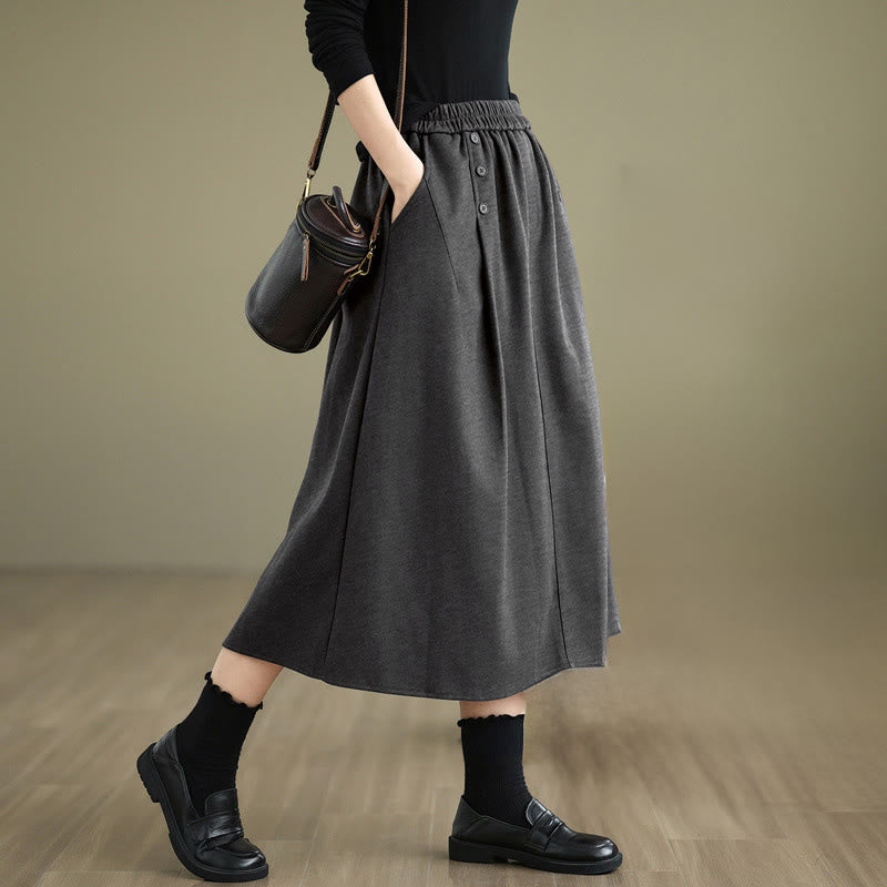 Buddha Stones Damen Winterrock aus reiner Baumwolle, 7-8 Zoll lang, elastischer Bund, mit Taschen - DimGrey - US 8-10, UK/AU 12-14, EU 40-42 (2XL) - image 15