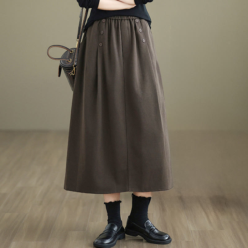 Buddha Stones Damen Winterrock aus reiner Baumwolle, 7-8 Zoll lang, elastischer Bund, mit Taschen - image 2