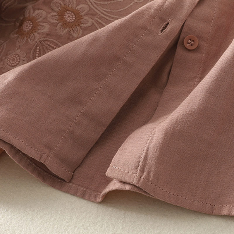 Damenbluse mit Buddha Stones, besticktem Blumenrankenmuster und langen Ärmeln - image 15