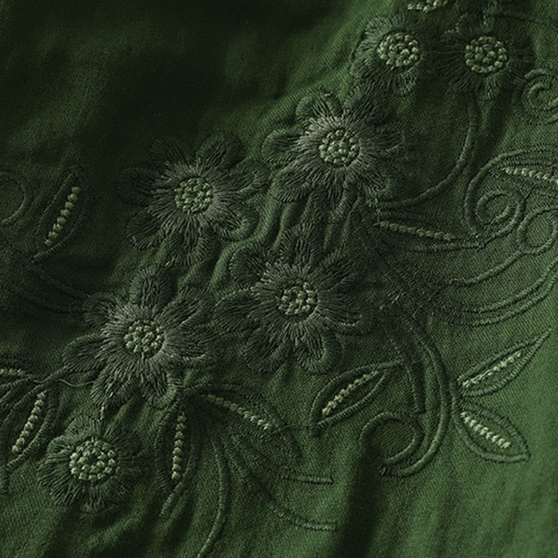 Damenbluse mit Buddha Stones, besticktem Blumenrankenmuster und langen Ärmeln - image 3