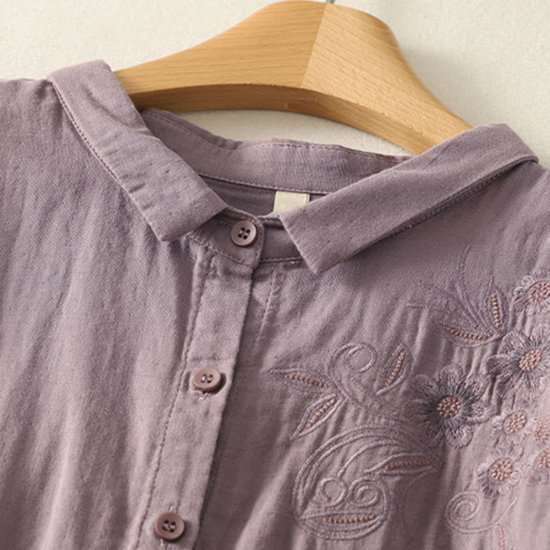 Damenbluse mit Buddha Stones, besticktem Blumenrankenmuster und langen Ärmeln - image 18