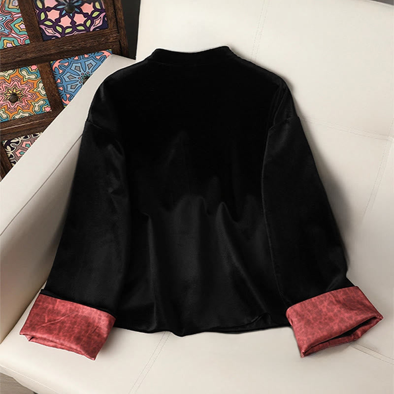 Damen-Langarmjacke mit Buddha Stones, hängendem Blumenmuster und dickem Futter  - image 1