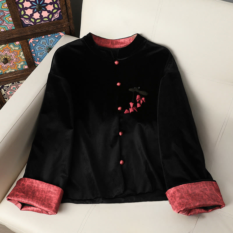 Damen-Langarmjacke mit Buddha Stones, hängendem Blumenmuster und dickem Futter  - IndianRed -  US12, UK/AU16, EU44 (4XL) - image 0