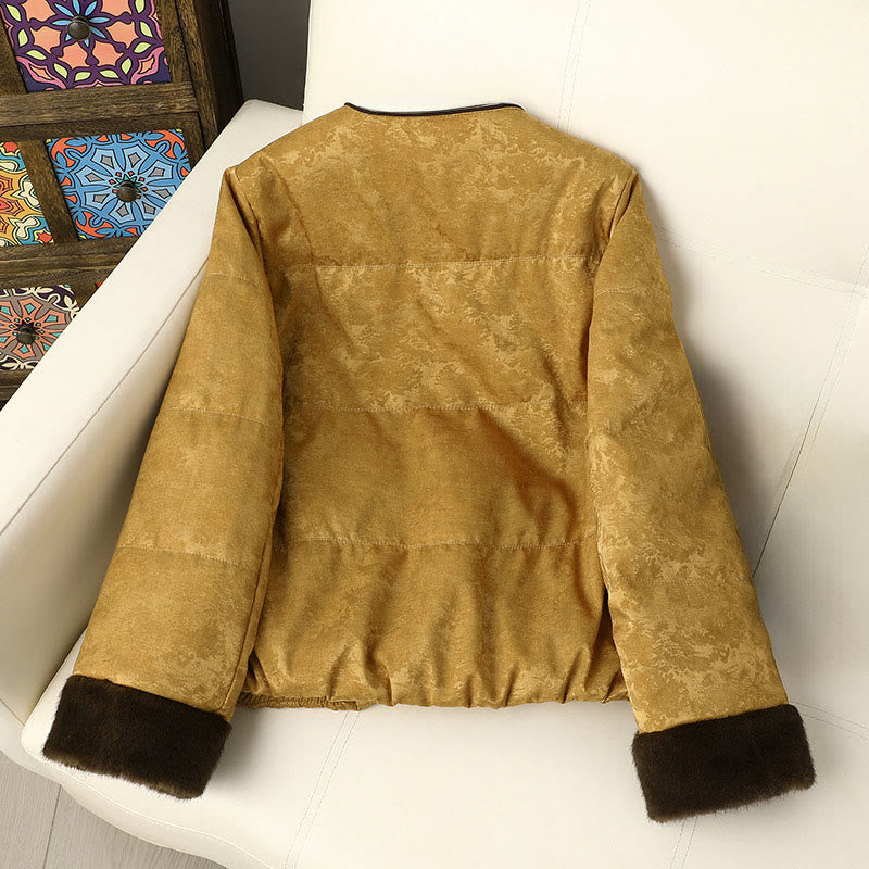 Buddha Stones Froschknopf-Jacquard-Damenjacke mit langen Ärmeln, dicker Verarbeitung und Taschen - image 1