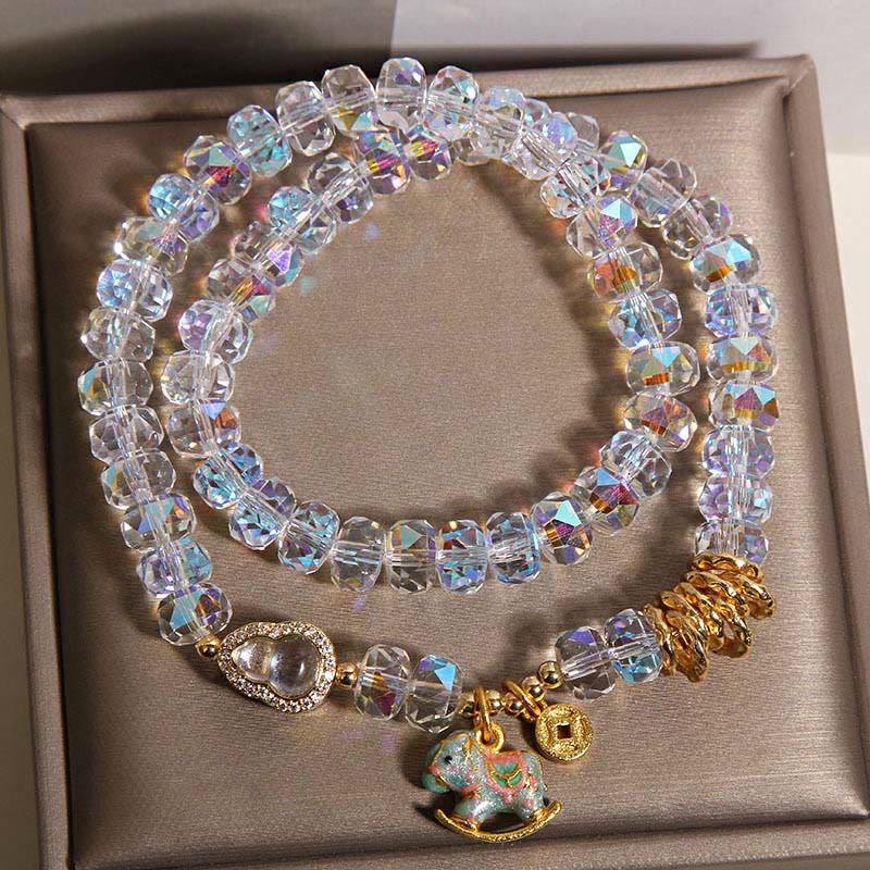 Buddha Stones ​​Chinesisches Tierkreiszeichen Jahr des Pferdes Kristallglas Kupfermünze Kürbis Doppelwickelarmband - image 9