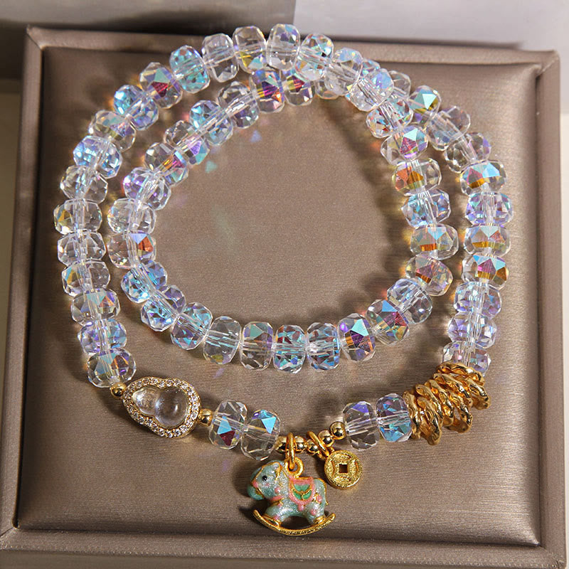 Buddha Stones ​​Chinesisches Tierkreiszeichen Jahr des Pferdes Kristallglas Kupfermünze Kürbis Doppelwickelarmband - image 12