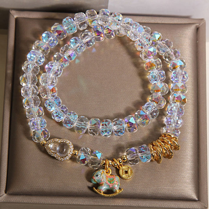 Buddha Stones ​​Chinesisches Tierkreiszeichen Jahr des Pferdes Kristallglas Kupfermünze Kürbis Doppelwickelarmband - image 12