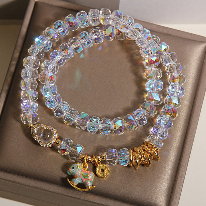 Buddha Stones ​​Chinesisches Tierkreiszeichen Jahr des Pferdes Kristallglas Kupfermünze Kürbis Doppelwickelarmband - image 13