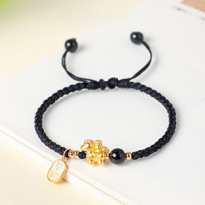 Buddha Stones ​​Armband aus 999er Sterlingsilber – Jahr des Pferdes – Friedlicher und reicher Erfolg - Schwarz (Handgelenkumfang: 14-18 cm) - image 7