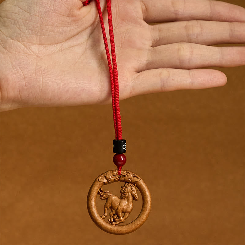 Buddha Stones ​​aus Pfirsichholz, chinesisches Tierkreiszeichen Jahr des Pferdes, Halskette mit Anhängern zum Schutz vor bösen Geistern - image 11