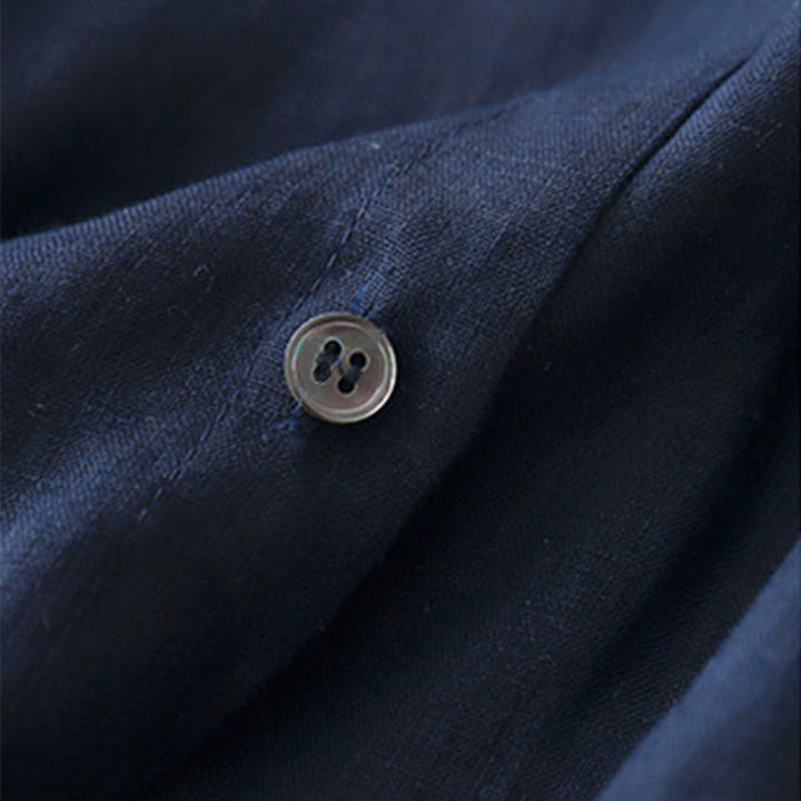 Buddha Stones, einfarbiges Langarmshirt aus Baumwolle mit Rundhalsausschnitt und Knöpfen, Damenhemd - image 2
