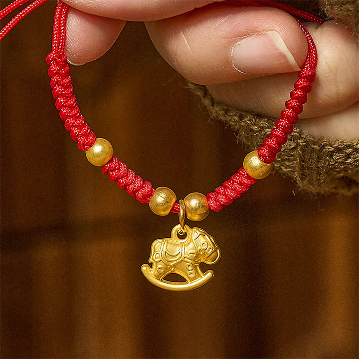 Buddha Stones , Goldenes Jahr des Pferdes, Rote Schnur, Kupfer, Geflochtenes Armband - Pferd mit gewölbter Basis (Handgelenkumfang: 10-18 cm) - image 0