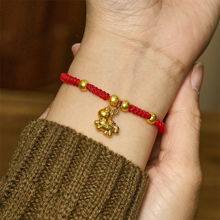 Buddha Stones , Goldenes Jahr des Pferdes, Rote Schnur, Kupfer, Geflochtenes Armband - image 8