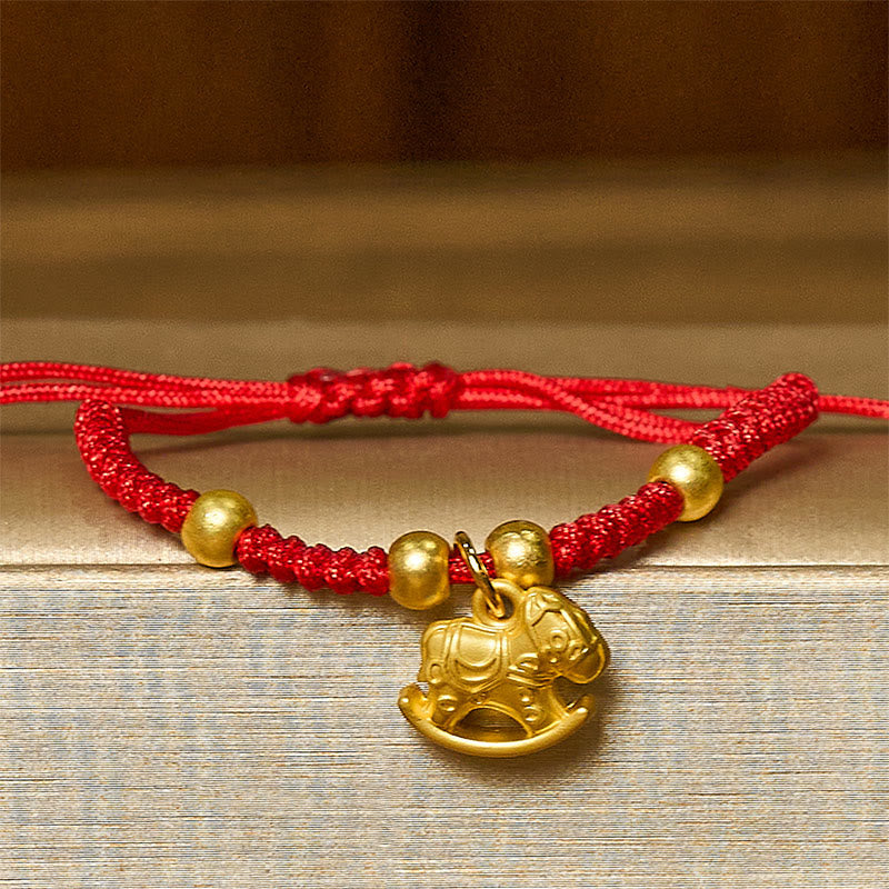 Buddha Stones , Goldenes Jahr des Pferdes, Rote Schnur, Kupfer, Geflochtenes Armband - image 2