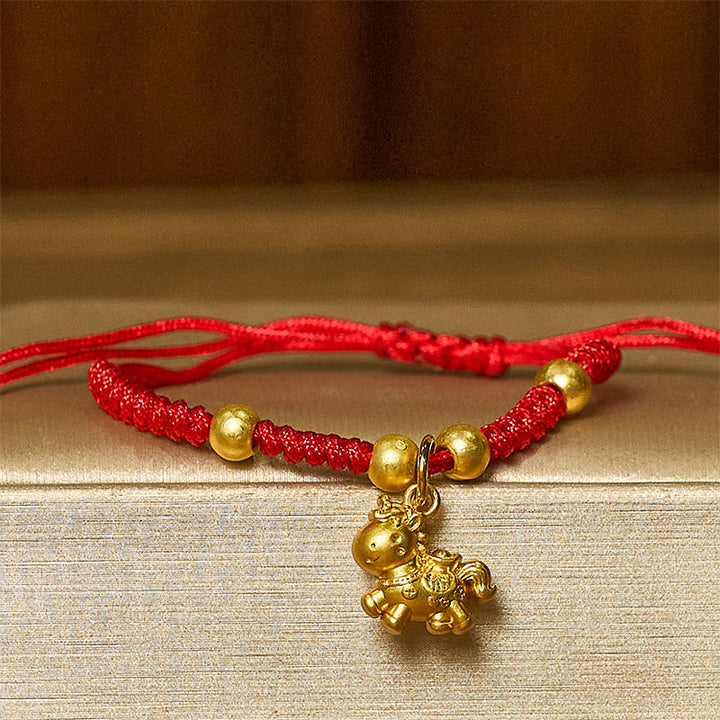 Buddha Stones , Goldenes Jahr des Pferdes, Rote Schnur, Kupfer, Geflochtenes Armband - image 7