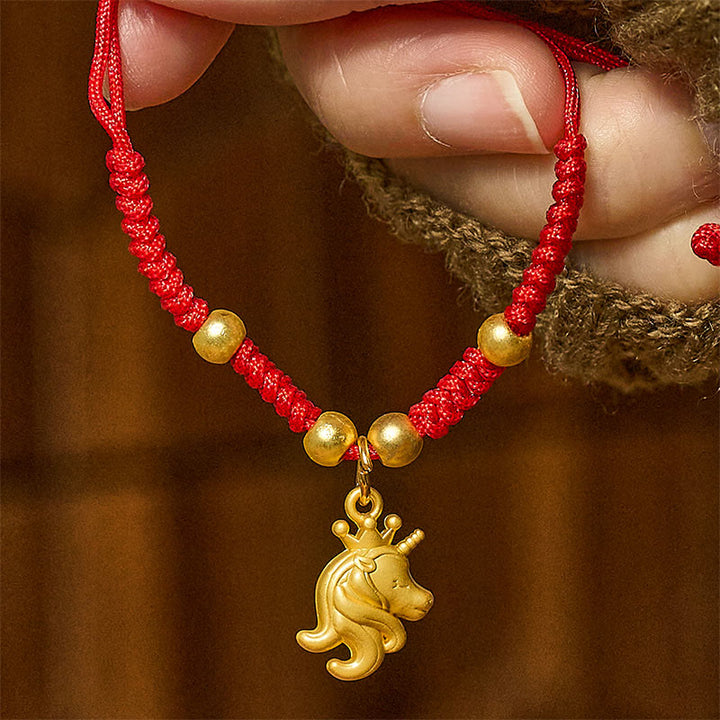 Buddha Stones Armband im Jahr des Pferdes mit Kronenmotiv und roter Schnurverbindung - image 1