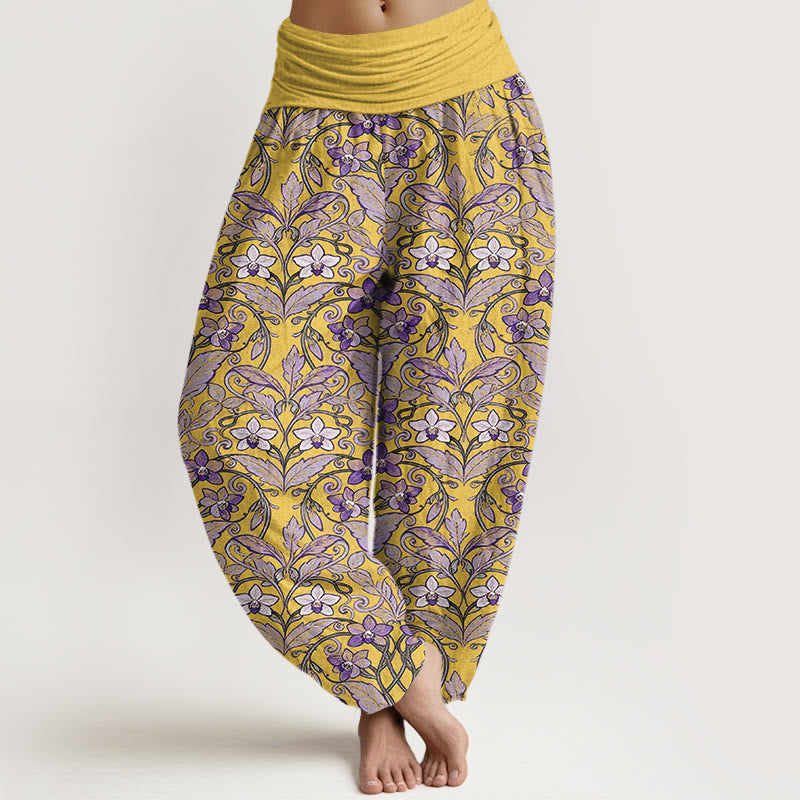 Haremshose für Damen mit Buddha Stones, Stern-, Blumen- und Blättermuster sowie elastischem Bund. - Goldrute - US16, UK/AU20, EU48 (3XL) - image 5