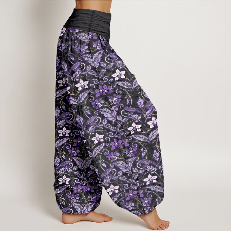 Haremshose für Damen mit Buddha Stones, Stern-, Blumen- und Blättermuster sowie elastischem Bund. - image 10