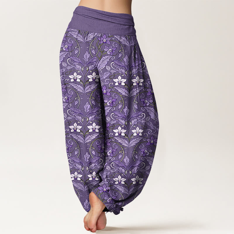 Haremshose für Damen mit Buddha Stones, Stern-, Blumen- und Blättermuster sowie elastischem Bund. - image 12