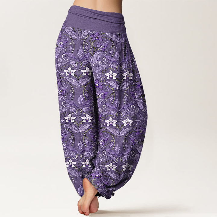 Haremshose für Damen mit Buddha Stones, Stern-, Blumen- und Blättermuster sowie elastischem Bund. - image 12