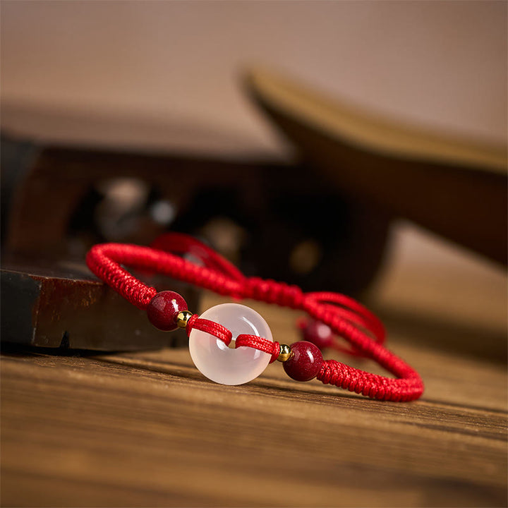 Buddha Stones -Friedensschnalle, weißer Achat-Flachknoten, Diamantknoten, rotes Schnurverbindungsarmband - image 30
