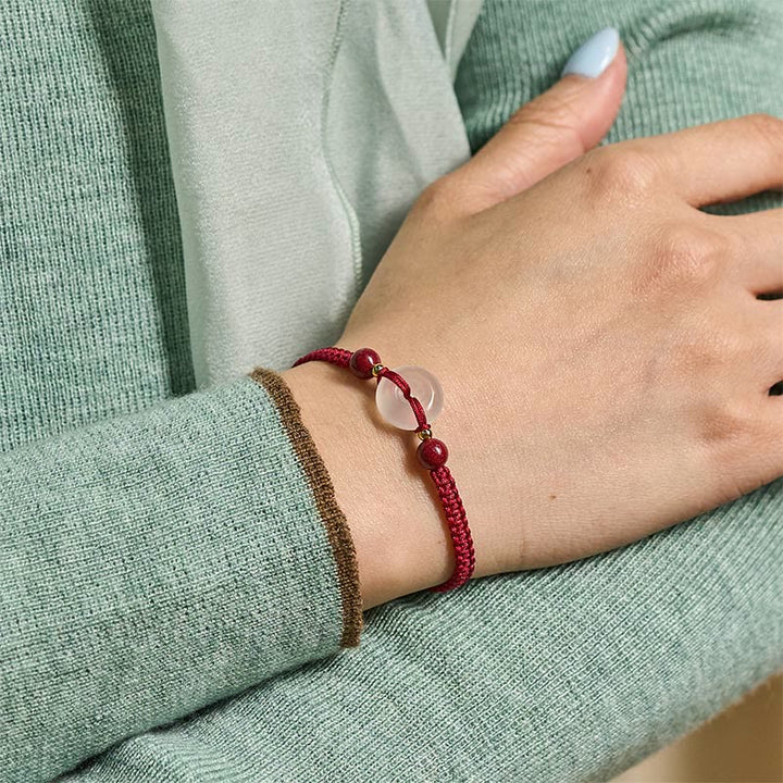 Buddha Stones -Friedensschnalle, weißer Achat-Flachknoten, Diamantknoten, rotes Schnurverbindungsarmband - image 6