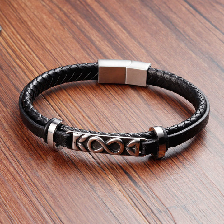 Buddha Stones, Titanstahl, Balance, mehrlagiges Lederarmband in Achterform - image 2