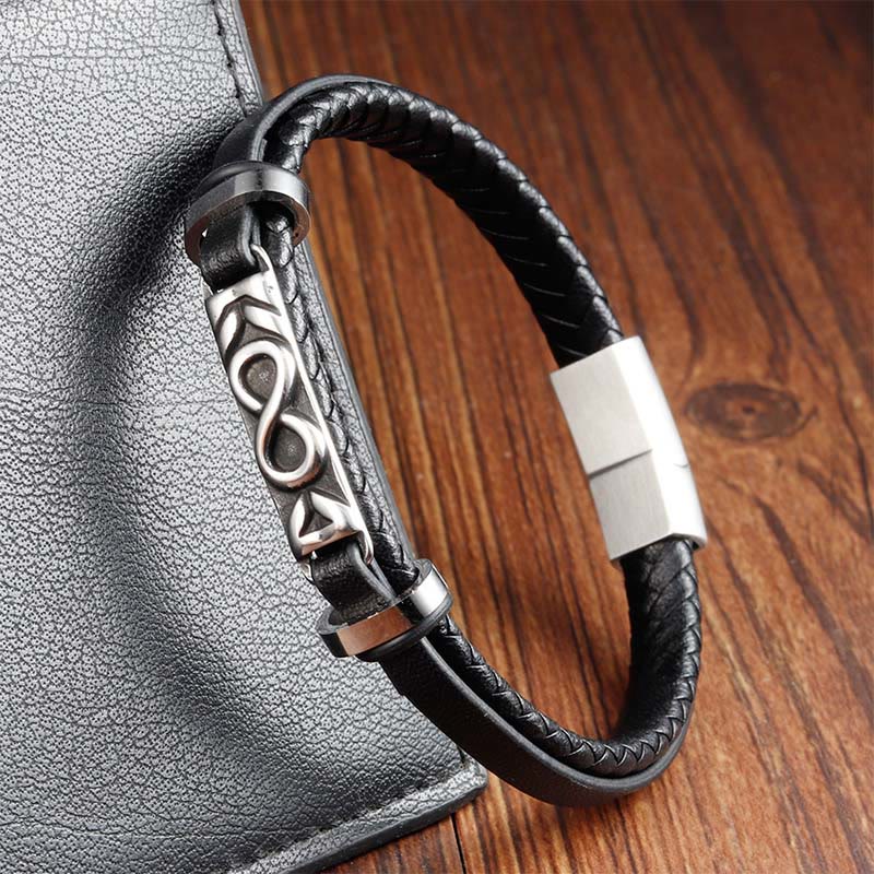 Buddha Stones, Titanstahl, Balance, mehrlagiges Lederarmband in Achterform - image 3